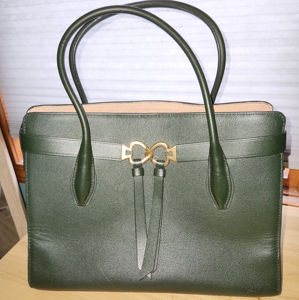 kate spade Dark Green Leather Satchel with Gold Hardware